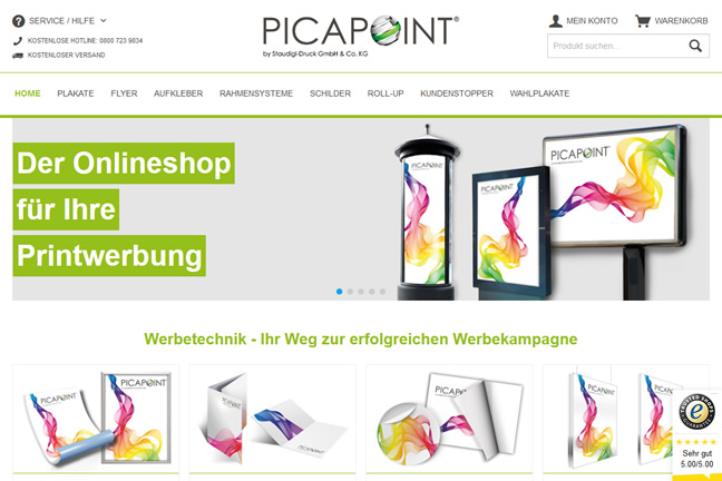 PICAPOINT Online Shop im neuen Design für bessere Übersicht